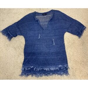 Polo Ralph Lauren Indigo Blue Open Weave Beach Cover Up Size PS Boho Cruise Pool